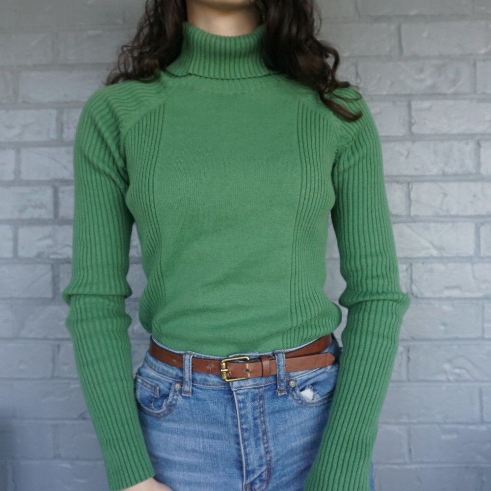 JH Collectibles Green Ribbed Turtleneck